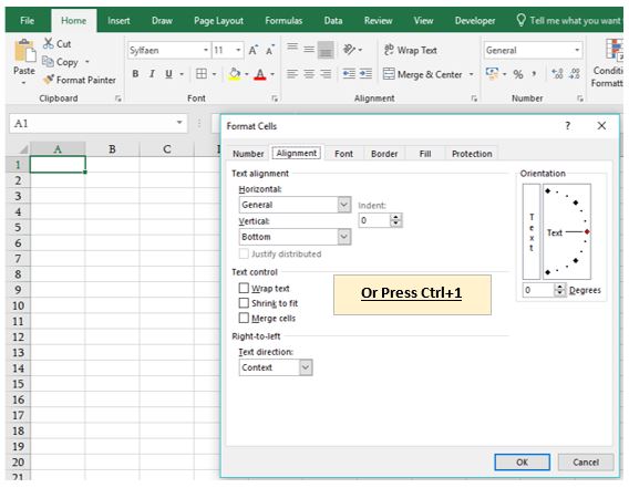 MS Excel 2010: Align text to the top of the cell